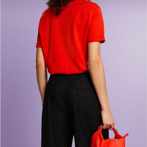 Gibson Basic Red V-Neck Cotton T-Shirt Shoulder Pocket - Picture 9 of 9